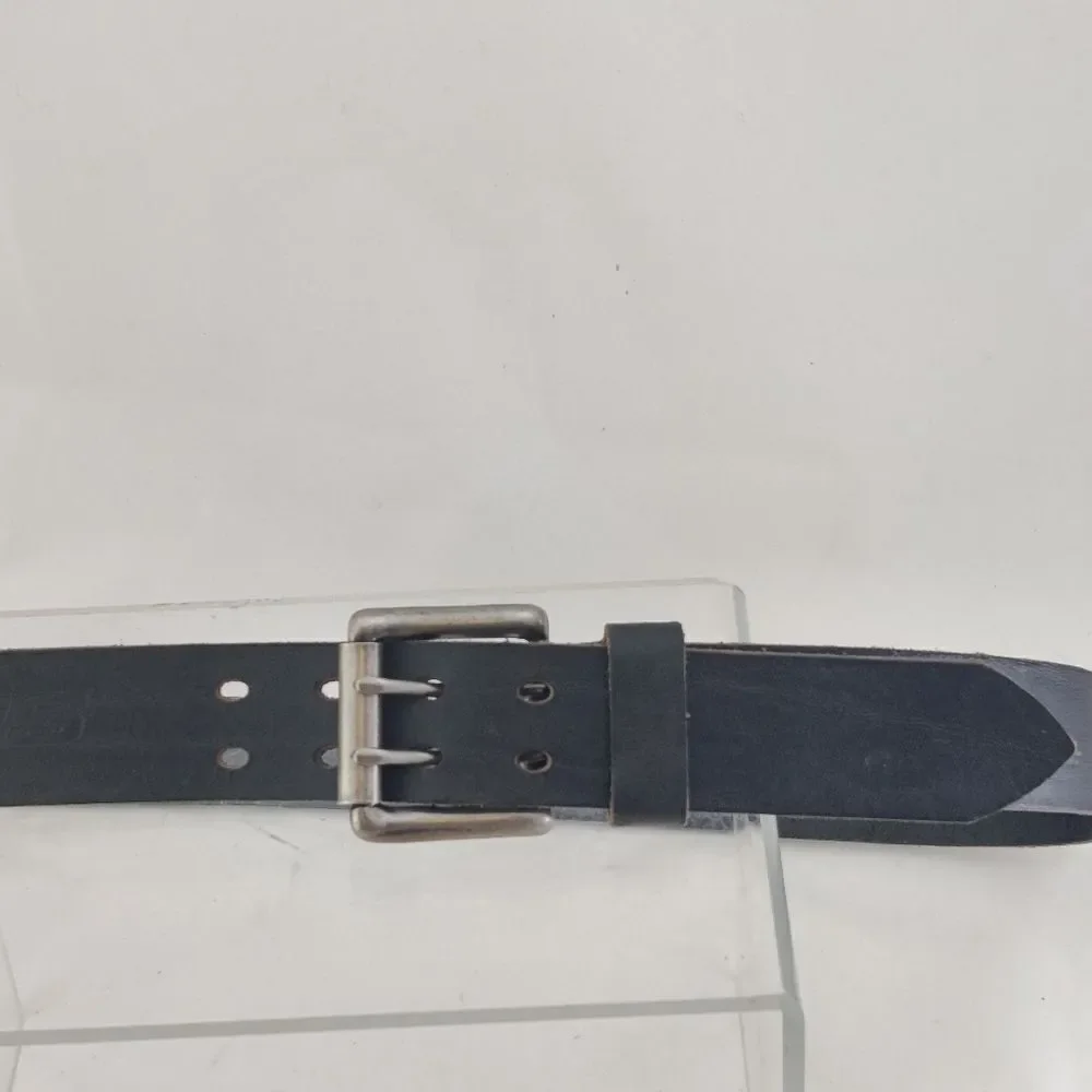 Levi's Black Leather Belt w/ Roller Bar & Double Prong Buckle Sz 40